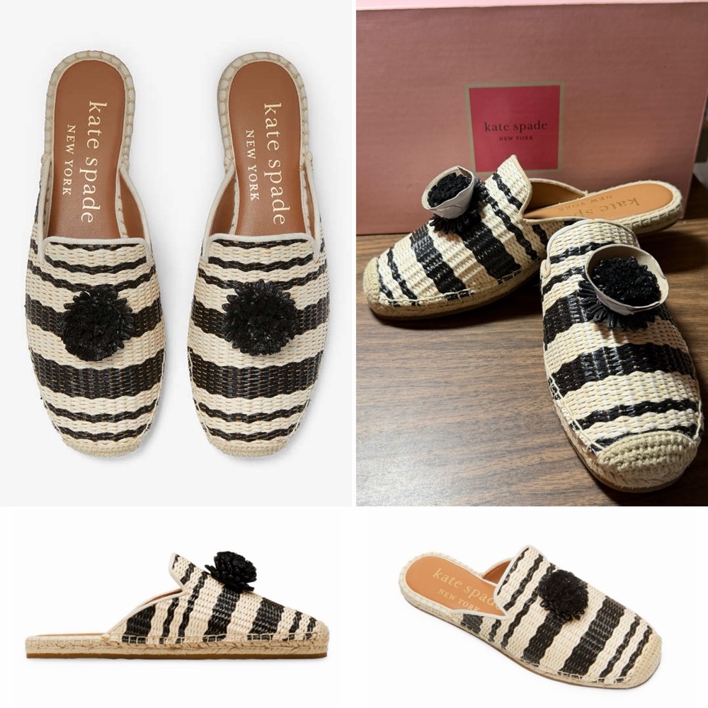 Kate Spade Size 6 Solero Raffia Espadrilles Slip-on Flat Mules